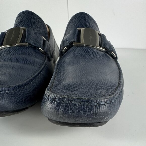 Salvatore Ferragamo Sardegna Navy Blue Leather Men\'s Loafers US 9.5 D main image 8